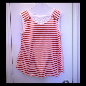 Blu Pepper Red Striped Lace tank TOP large